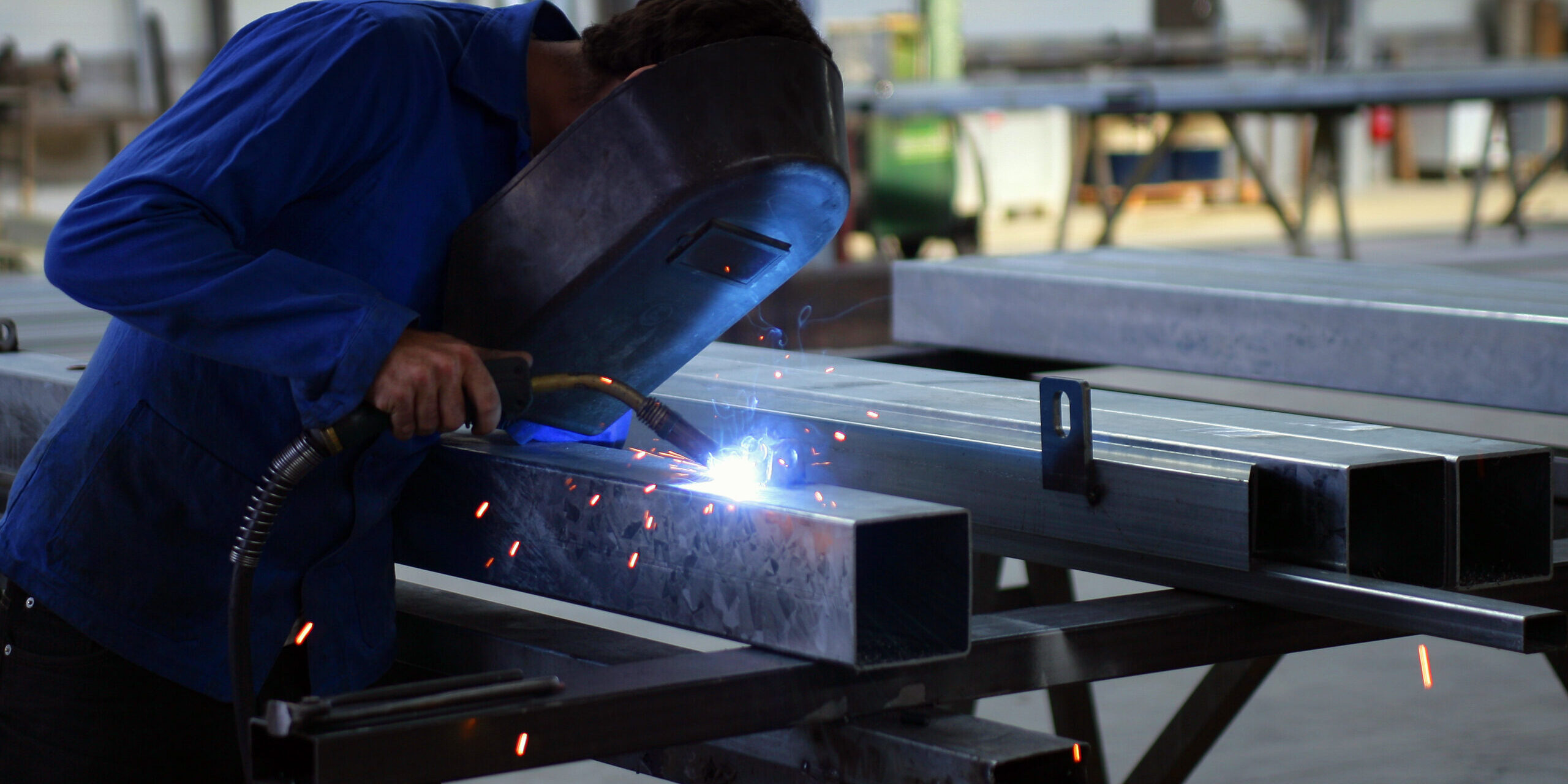Worker welding